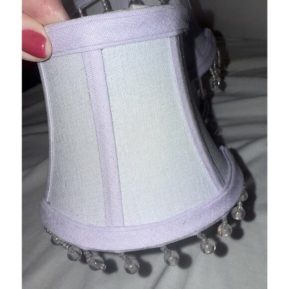 Pottery Barn Clip On Chandelier Shades Lavender Beaded Bell Set 5 - Picture 8 of 8